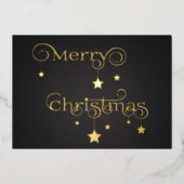 Wertvoll Gold Frohe Weihnachtsstars Folien Feiertagskarte (Vorderseite)