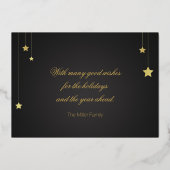 Wertvoll Gold Frohe Weihnachtsstars Folien Feiertagskarte (Rückseite)