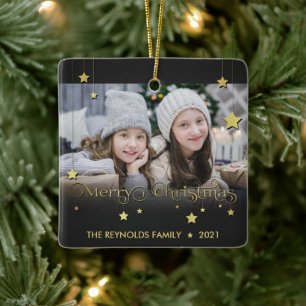 Wertvoll Gold Frohe Weihnachtsstars Keramikornament