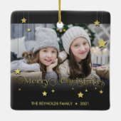 Wertvoll Gold Frohe Weihnachtsstars Keramikornament (Rückseite)