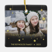 Wertvoll Gold Frohe Weihnachtsstars Keramikornament (Vorderseite)