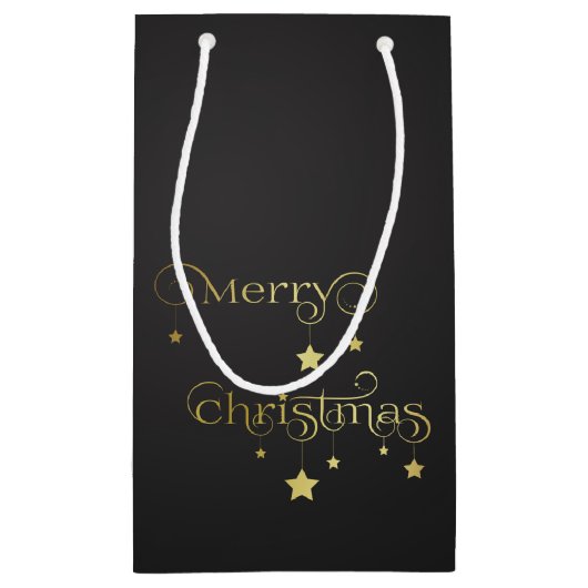Wertvoll Gold Frohe Weihnachtsstars Kleine Geschenktüte (Rückseite)