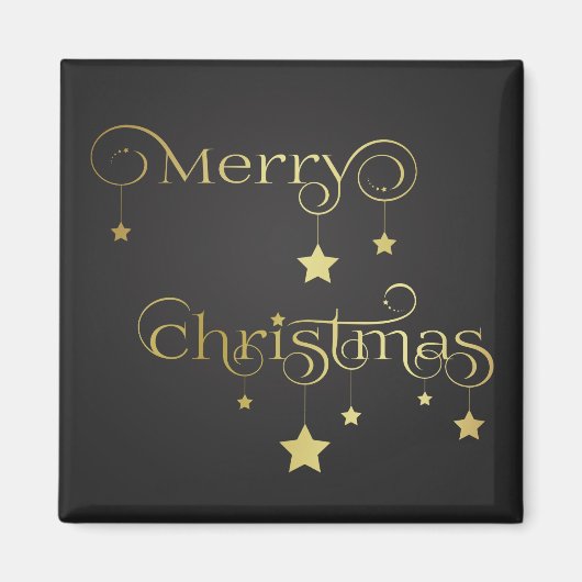 Wertvoll Gold Frohe Weihnachtsstars Magnet (Vorne)
