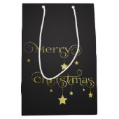 Wertvoll Gold Frohe Weihnachtsstars Mittlere Geschenktüte (Vorderseite)
