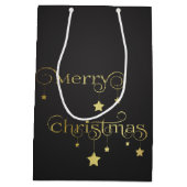 Wertvoll Gold Frohe Weihnachtsstars Mittlere Geschenktüte (Rückseite)