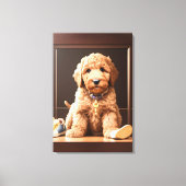 Wertvoll Goldendoodle Welpe mit Schuhputzfarbe Leinwanddruck (Vorderseite)