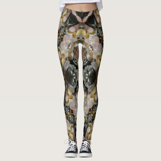 Wertvoll Stones and Crystals Mandala Fraktal Leggings (Vorderseite)