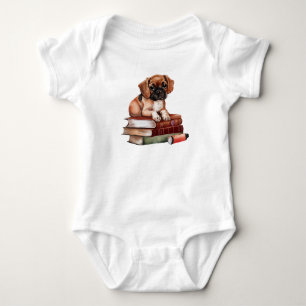 Wertvoll süße Welpe mit Büchern Baby Strampler