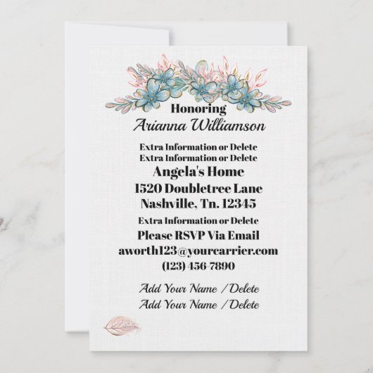 Wertvoll Twins Baby Dusche Einladung (Rückseite)