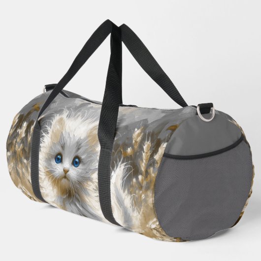Wertvoll White Kitten Duffle Bag (Rechte Ecke)