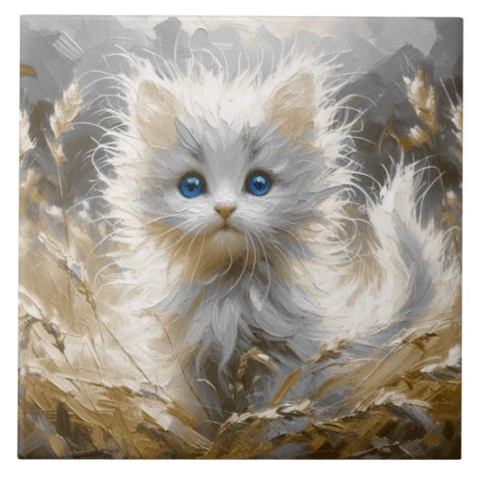 Wertvoll White Kitten Fliese (Vorderseite)