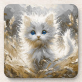 Wertvoll White Kitten Getränkeuntersetzer (Vorderseite)