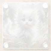 Wertvoll White Kitten Glasuntersetzer (Rückseite)