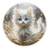 Wertvoll White Kitten Keramikknauf (Vorderseite)