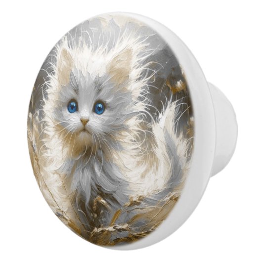 Wertvoll White Kitten Keramikknauf (Rechts)