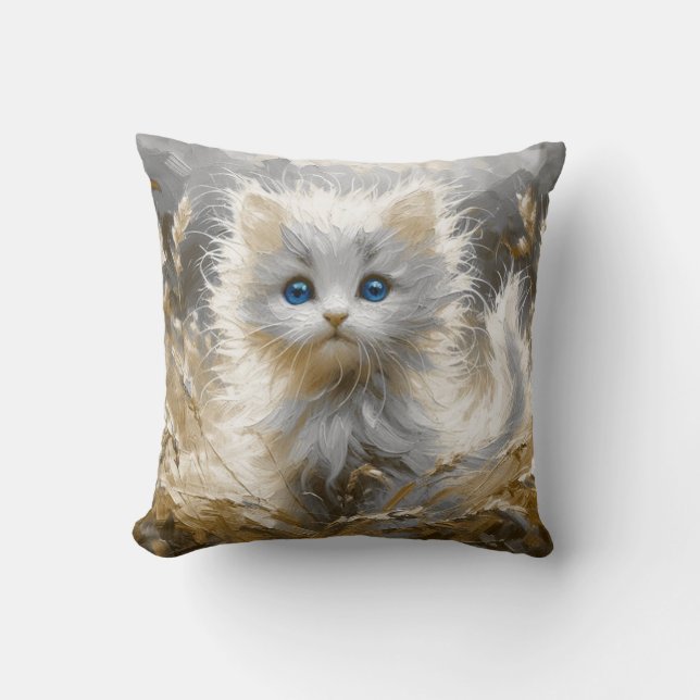 Wertvoll White Kitten Kissen (Vorderseite)