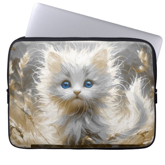 Wertvoll White Kitten Laptopschutzhülle (Vorderseite)
