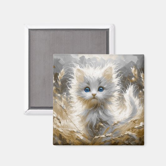Wertvoll White Kitten Magnet (Vorderseite/Rückseite)