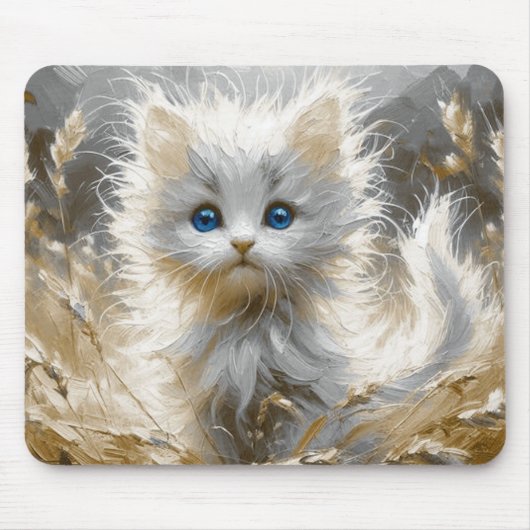 Wertvoll White Kitten Mousepad (Vorne)