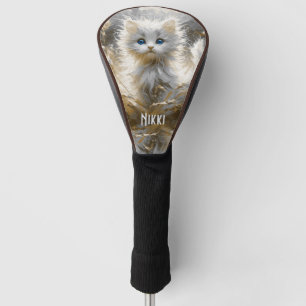 Wertvoll White Kitten Persönlicher Text Golf Headcover