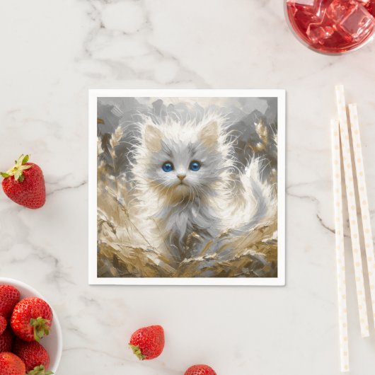 Wertvoll White Kitten Serviette (Beispiel)