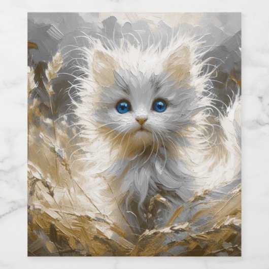 Wertvoll White Kitten Weinetikett (Einzelnes Label)