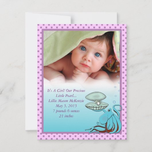 Wertvolle Ankündigung von Pearl Baby Girl (Vorderseite)