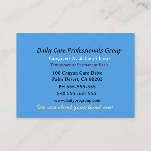 Wertvolle Berufliche Visitenkarte (Rückseite)