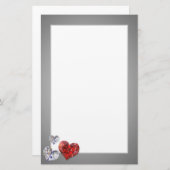 Wertvolle Elegant Diamond Hearts Briefpapier (Vorne/Hinten)