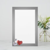 Wertvolle Elegant Diamond Hearts Briefpapier (Stehend Vorderseite)