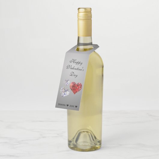 Wertvolle Elegant Diamond Hearts Flaschenanhänger (Angewinkelt)