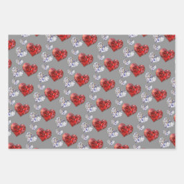 Wertvolle Elegant Diamond Hearts Geschenkpapier Set