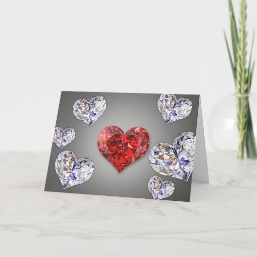 Wertvolle Elegant Diamond Hearts Karte (Vorderseite)