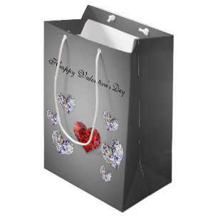 Wertvolle Elegant Diamond Hearts Mittlere Geschenktüte