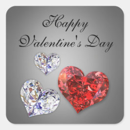 Wertvolle Elegant Diamond Hearts Quadratischer Aufkleber