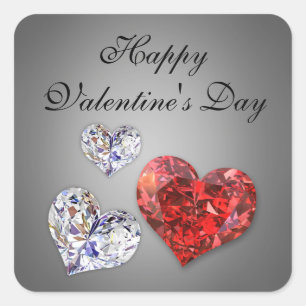 Wertvolle Elegant Diamond Hearts Quadratischer Aufkleber