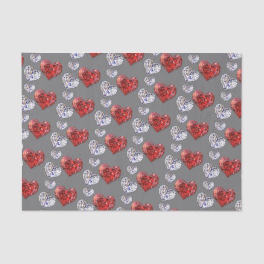 Wertvolle Elegant Diamond Hearts Seidenpapier (Vorderseite)