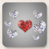 Wertvolle Elegant Diamond Hearts Untersetzer (Vorderseite)