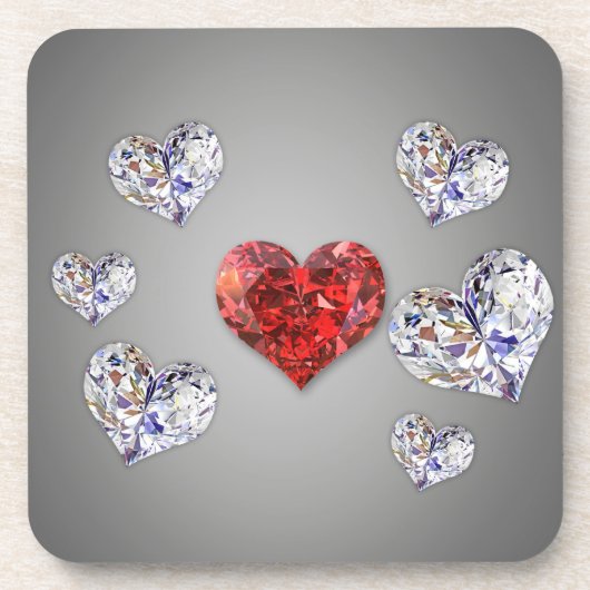 Wertvolle Elegant Diamond Hearts Untersetzer (Vorderseite)