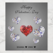 Wertvolle Elegant Diamond Hearts Weinetikett (Einzelnes Label)