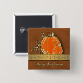 Wertvolle Gold Erntedank Pumpkin-Blätter Button (Vorne & Hinten)