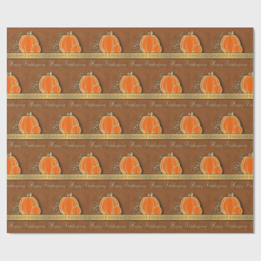 Wertvolle Gold Erntedank Pumpkin-Blätter Geschenkpapier (Flach)