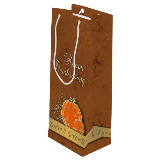Wertvolle Gold Erntedank Pumpkin-Blätter Geschenktüte Für Weinflaschen