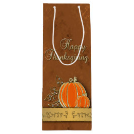 Wertvolle Gold Erntedank Pumpkin-Blätter Geschenktüte Für Weinflaschen