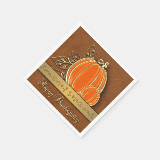 Wertvolle Gold Erntedank Pumpkin-Blätter Serviette (Ecke)