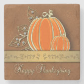 Wertvolle Gold Erntedank Pumpkin-Blätter Steinuntersetzer (Vorderseite)