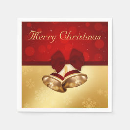 Wertvolle goldene Weihnachtsglocken Serviette