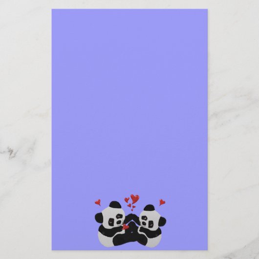 Wertvolle Panda-Herzen Briefpapier (Vorderseite)