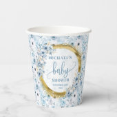 Wertvolle pastellblaue Blume Goldbaby Pappbecher (Rückseite)