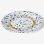 Wertvolle pastellblaue Blume Pappteller (Schrägansicht)